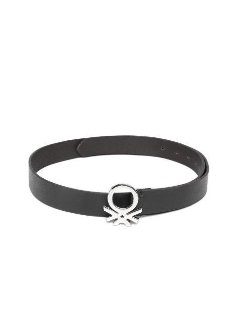 

United Colors of Benetton Men Black Solid Leather Belt