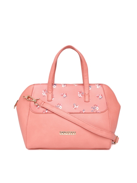 

Caprese Pink Printed Detail Handheld Bag with Sling Strap