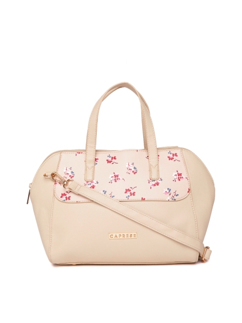 

Caprese Beige Printed Detail Handheld Bag with Sling Strap