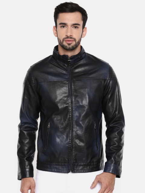 

The Indian Garage Co Men Black Solid Biker Jacket