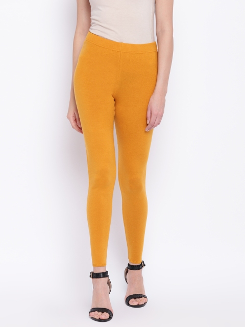 

Madame Women Mustard Yellow Solid Winter Leggings