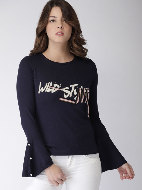 

Madame Women Navy Blue Printed Top