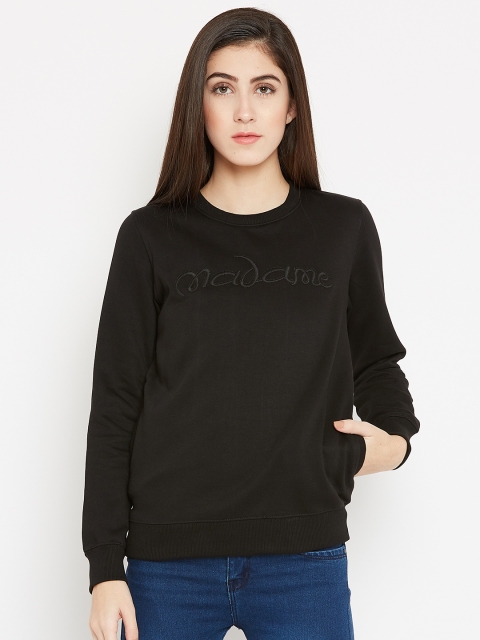 

Madame Women Black Solid Sweatshirt