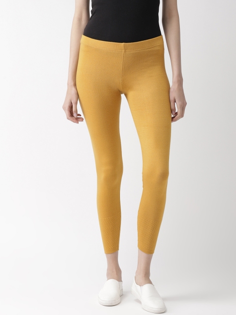 

Madame Women Mustard Yellow Solid Ankle-Length Winter Leggings