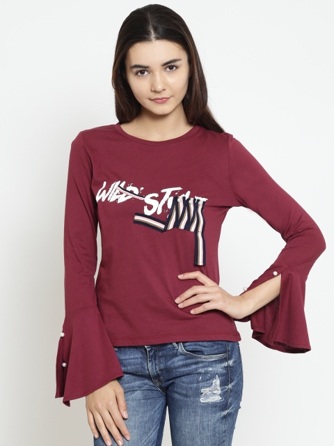 

Madame Women Burgundy Printed Top