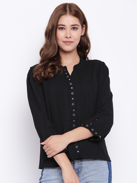 

Madame Women Black Regular Fit Solid Casual Shirt