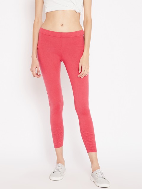 

Madame Women Coral Pink Solid Winter Leggings