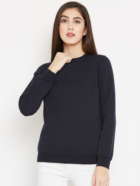 

Madame Women Navy Blue Solid Sweatshirt