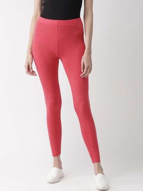 

Madame Women Coral Pink Solid Ankle-Length Winter Leggings