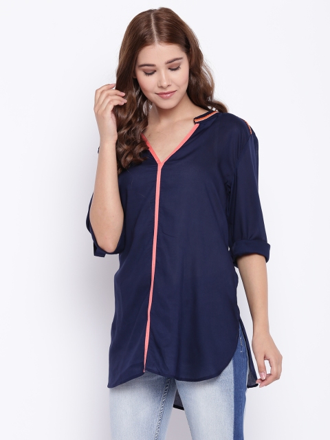 

Madame Women Navy Blue Solid Top