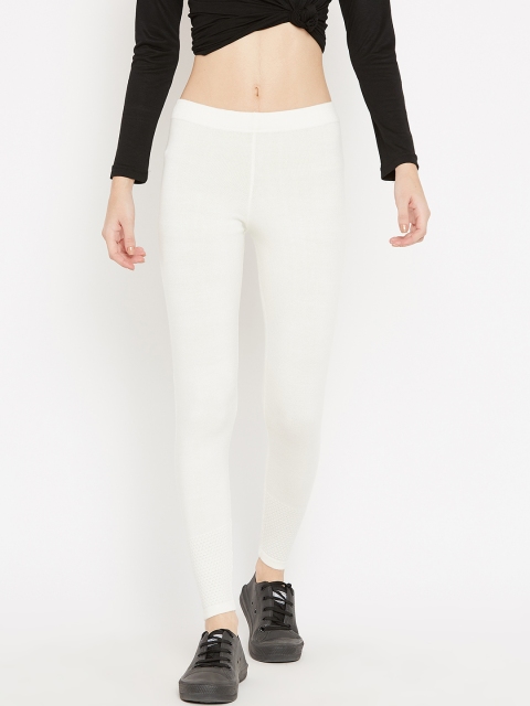 

Madame Women Off-White Solid Winter Leggings
