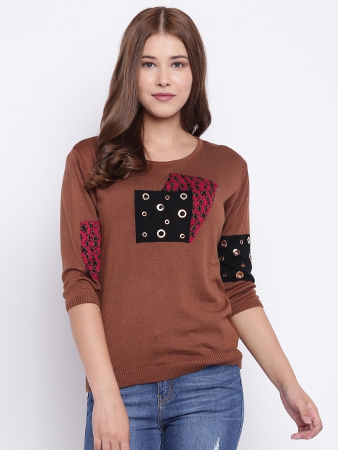 

Madame Women Brown Solid Pullover