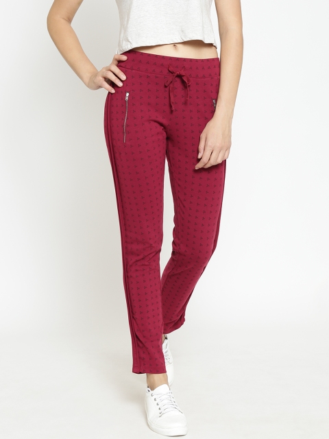 

Madame Women Maroon Printed Track Pants