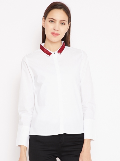 

Madame Women White Regular Fit Solid Casual Shirt
