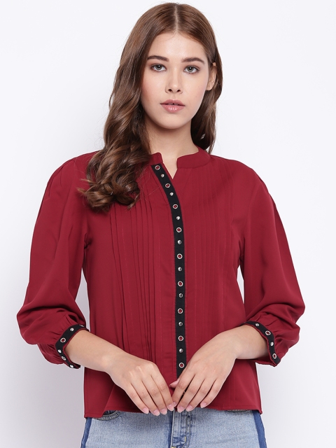 

Madame Women Maroon Regular Fit Solid Casual Shirt