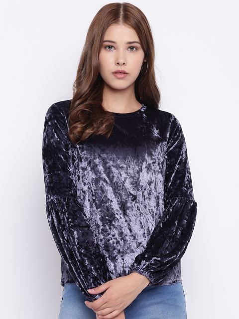 

Madame Women Purple Velvet Finish Top