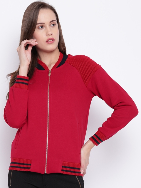 

Madame Women Red Solid Sweatshirt