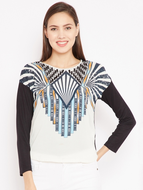 

Madame Women White & Black Printed Top