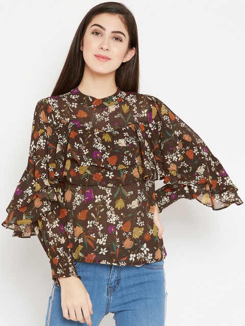 

Madame Women Brown & Orange Printed Top