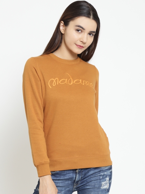 

Madame Women Mustard Brown Solid Sweatshirt