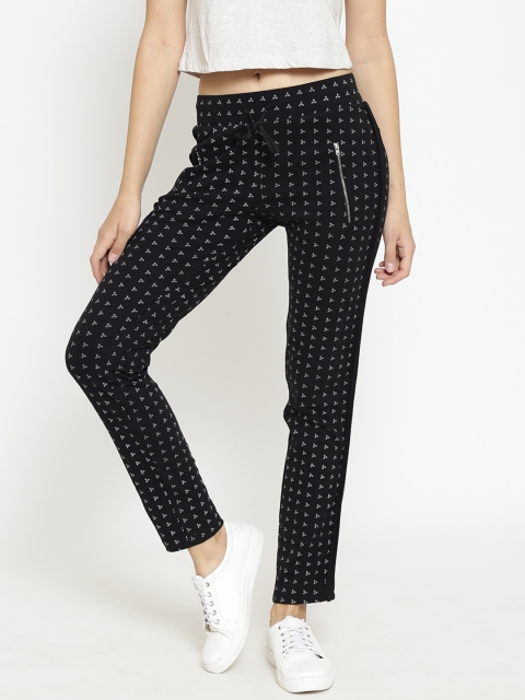 

Madame Women Black & White Printed Track Pants