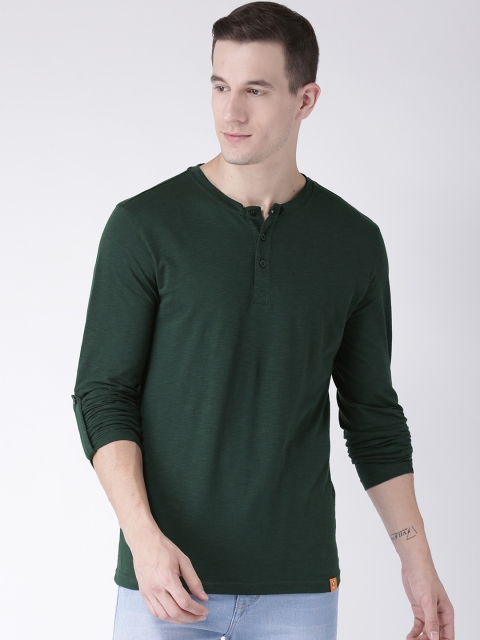 

Club York Men Green Solid Henley Neck T-shirt