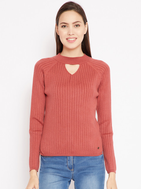

Madame Women Pink Ribbed Sweater