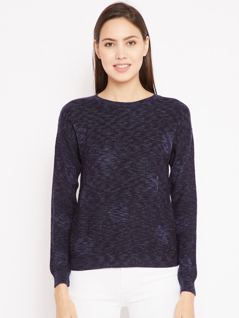 

Madame Women Navy Self-Design Pullover, Navy blue