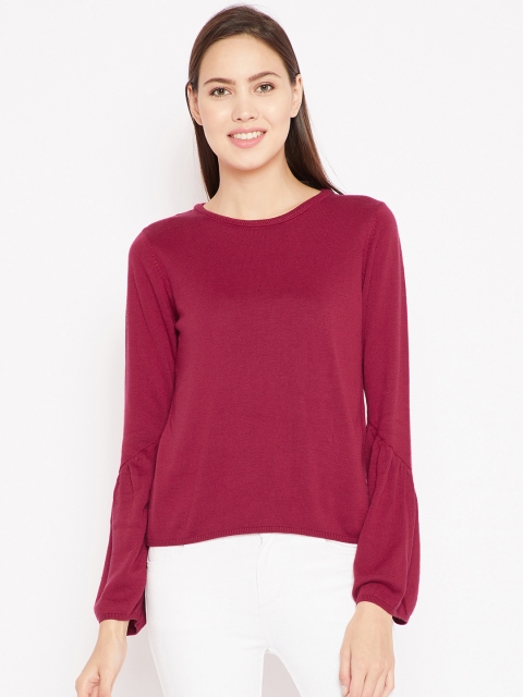 

Madame Women Maroon Solid Pullover