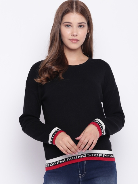 

Madame Women Black Solid Sweater