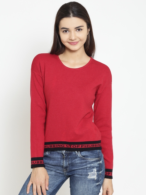 

Madame Women Red Solid Pullover
