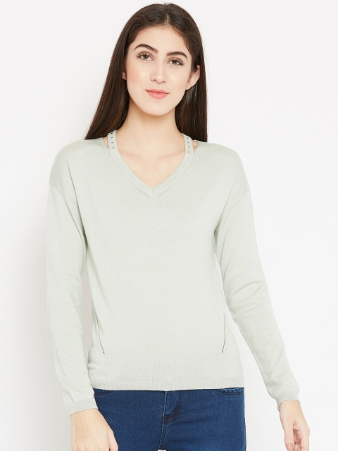 

Madame Women Mint Green Solid Pullover