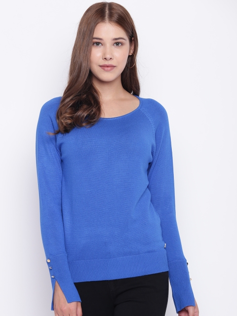 

Madame Women Blue Solid Pullover