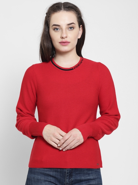 

Madame Women Red Solid Pullover