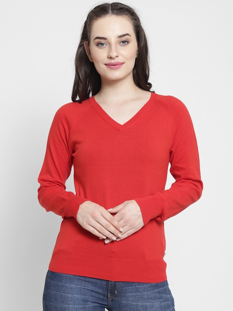 

Madame Women Red Solid Pullover