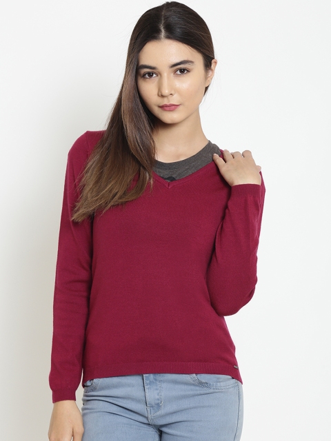 

Madame Women Magenta Solid Pullover