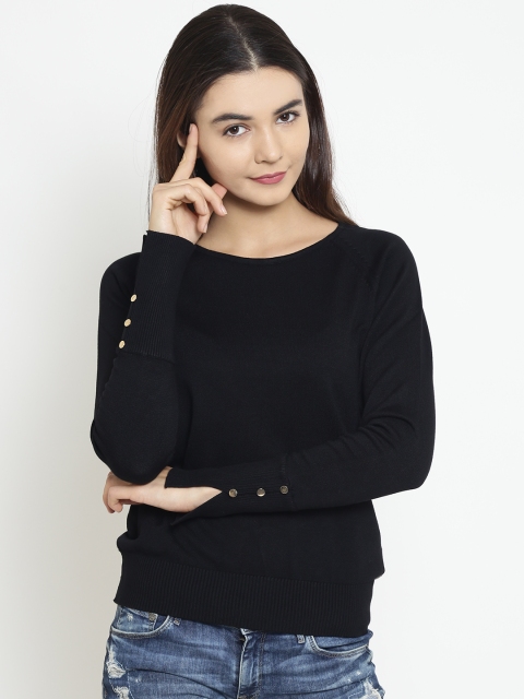 

Madame Women Black Solid Pullover