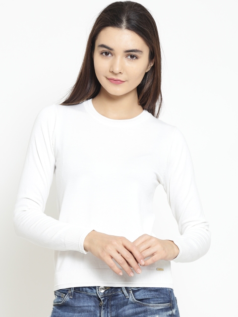 

Madame Women Off-White Solid Sweater
