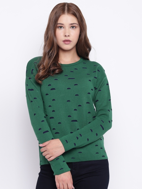 

Madame Women Green Self Design Pullover