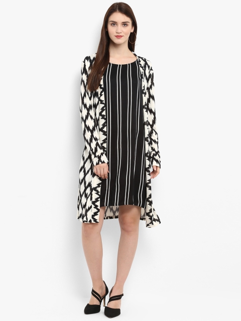 

Zima Leto Women Black Striped A-Line Dress