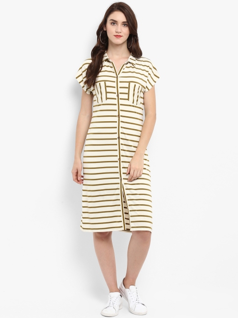 

Zima Leto Women Off-White Striped Shirt Dress