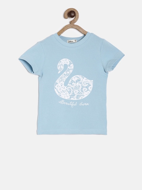 

Adams kids Girls Blue Printed Round Neck T-shirt