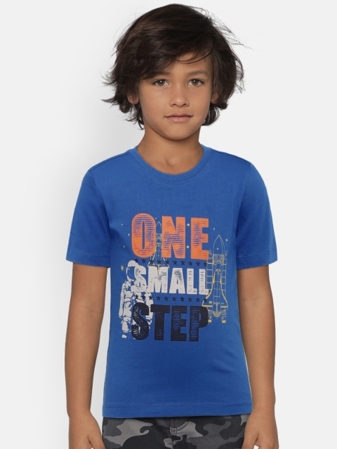 

Adams kids Boys Blue Printed Round Neck T-shirt