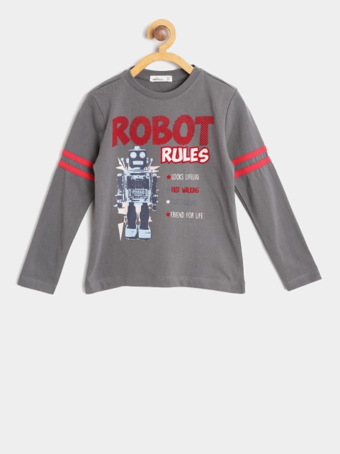 

Adams kids Boys Grey Printed Round Neck T-shirt