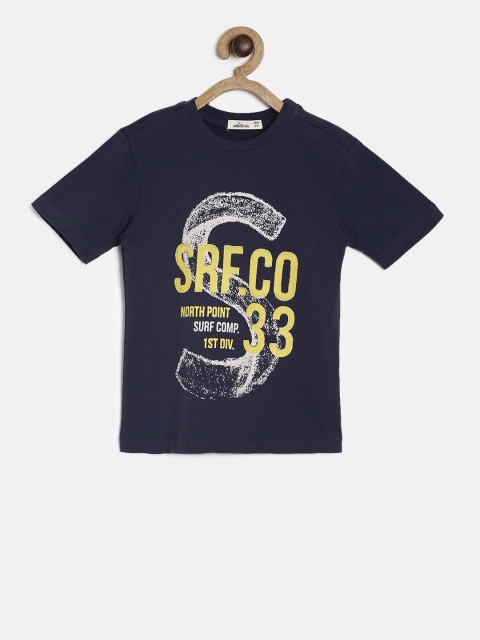 

Adams kids Boys Navy Blue Printed Round Neck T-shirt