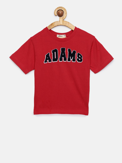 

Adams kids Girls Red Printed Round Neck Tshirt