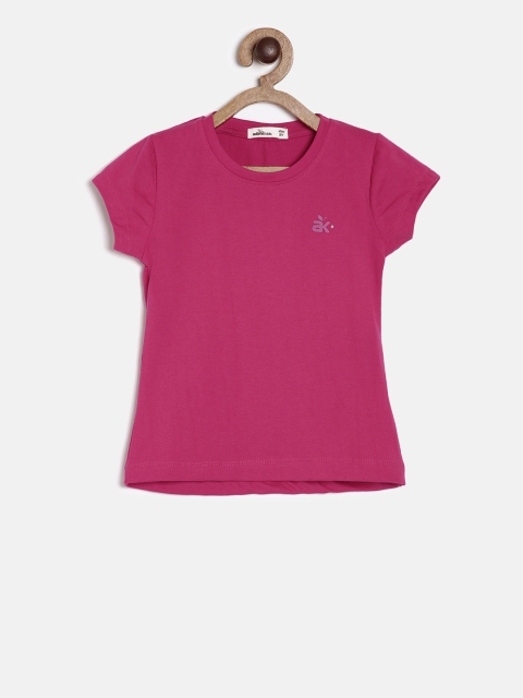 

Adams kids Girls Pink Solid Round Neck T-shirt