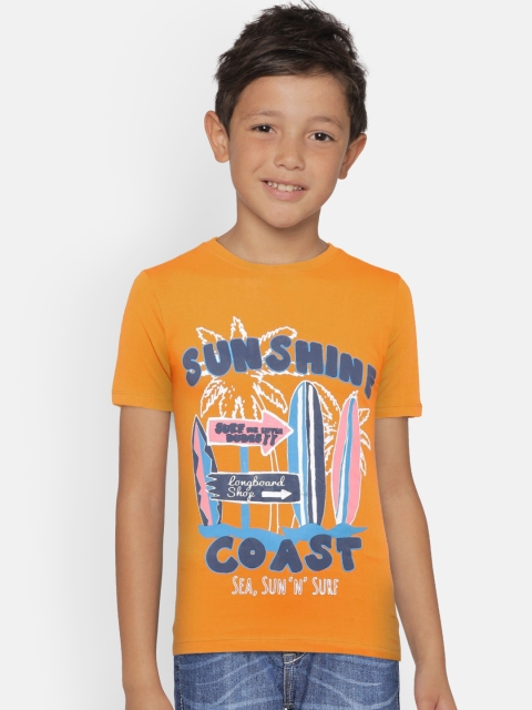 

Adams kids Boys Orange Printed Round Neck T-shirt