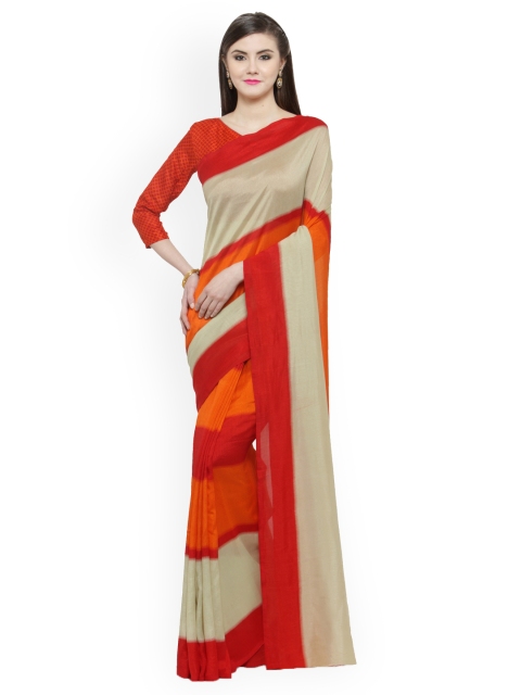 

Shaily Red & Beige Silk Cotton Colourblocked Saree