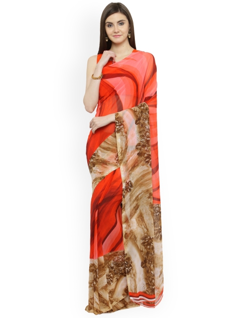 

Shaily Red & Multicoloured Pure Georgette Printed Saree